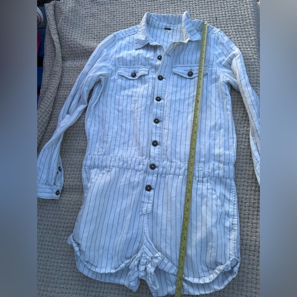 FREE PEOPLE S/P Womens White Striped Tie-Front Romper - Picture 4 of 12